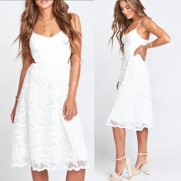 Show Me Your Mumu Claire Cut Out Dress Women's Small White Lace Midi Dre… - Picture 12 of 12